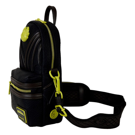 Détail du design Krokmou sur le sac bandoulière Loungefly en faux cuir