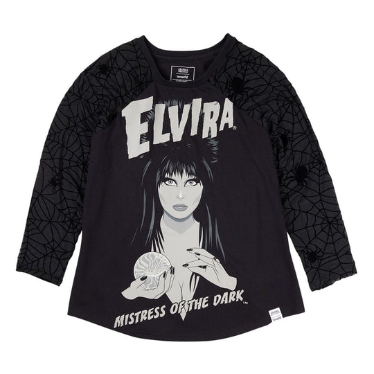 T-shirt Elivira by Loungefly Unisexe Shirred Raglan, vue de face