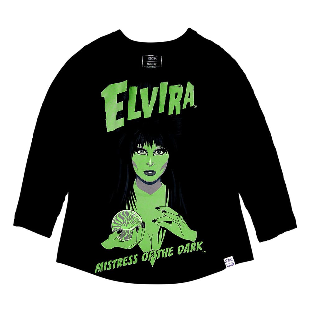 Détail du motif Elivira sur le T-shirt Loungefly en coton
