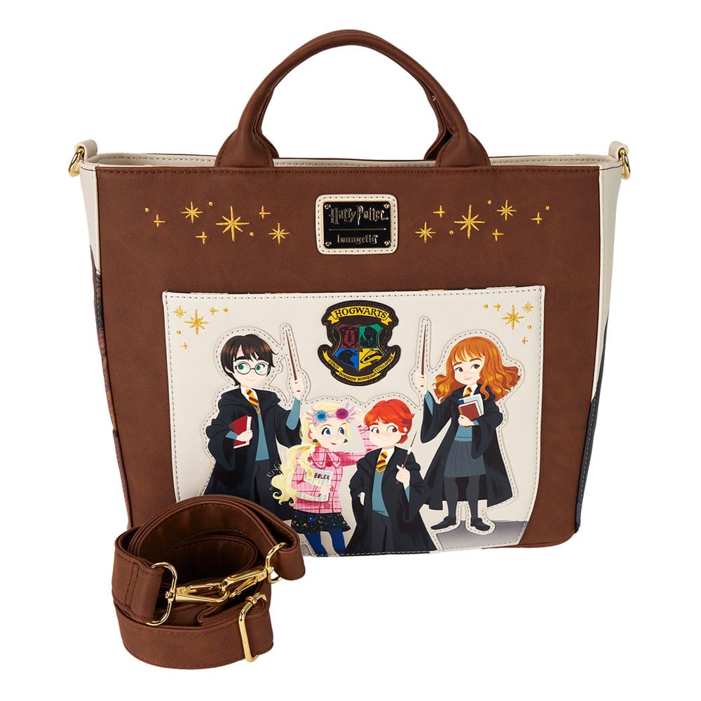 Gros plan sur les motifs et les détails du design 'Spring' du sac Harry Potter