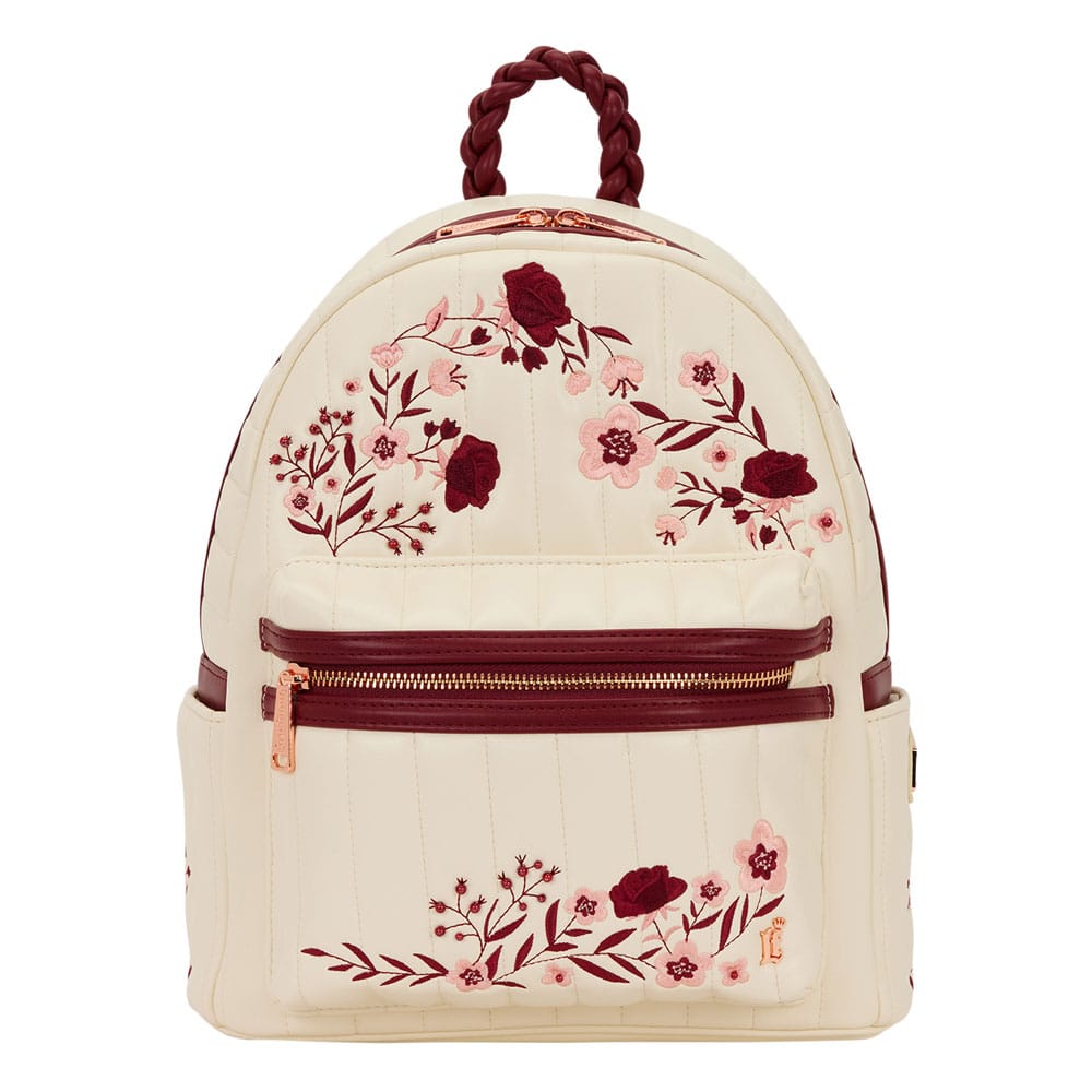 Sac à dos Loungefly Midi Floral Crème & Rouge, vue de face détaillée