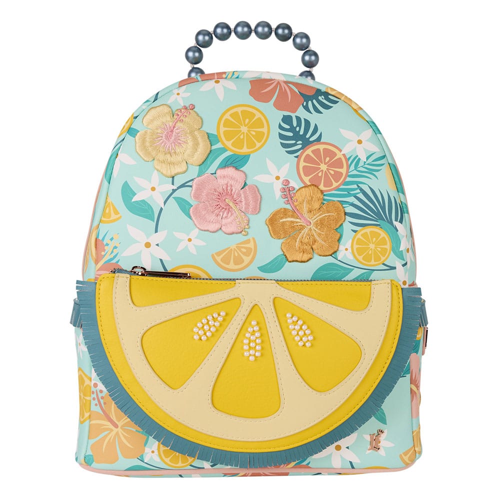 Sac à dos Loungefly Mini Lemon vue de face, motif citron frais et coloré