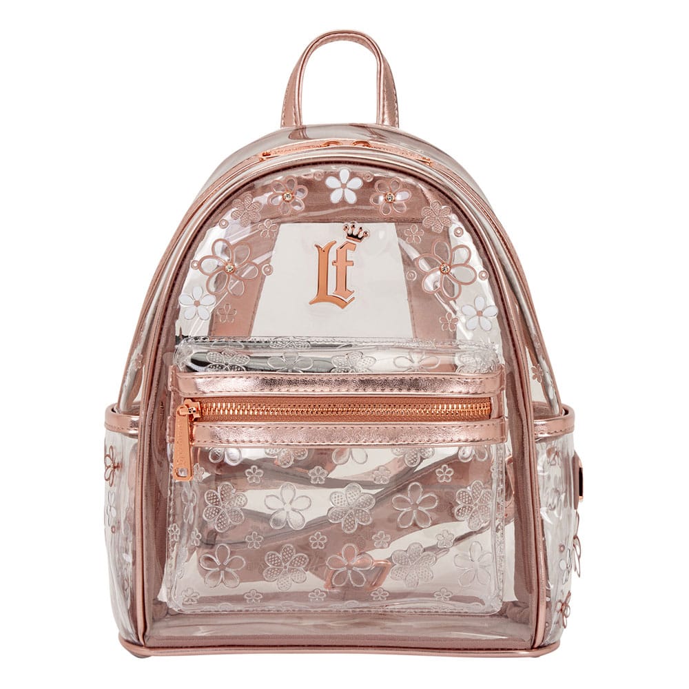 Sac à dos Loungefly Mini Clear Floral vue de face, détails floraux et transparents