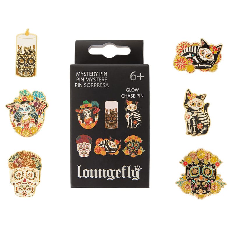 Assortiment de 12 pin's émaillés Loungefly Dia de los Muertos en Blind Box