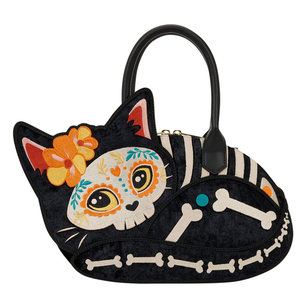 Sac à porter Loungefly Dia de los Muertos en lin, vue de face avec motifs colorés