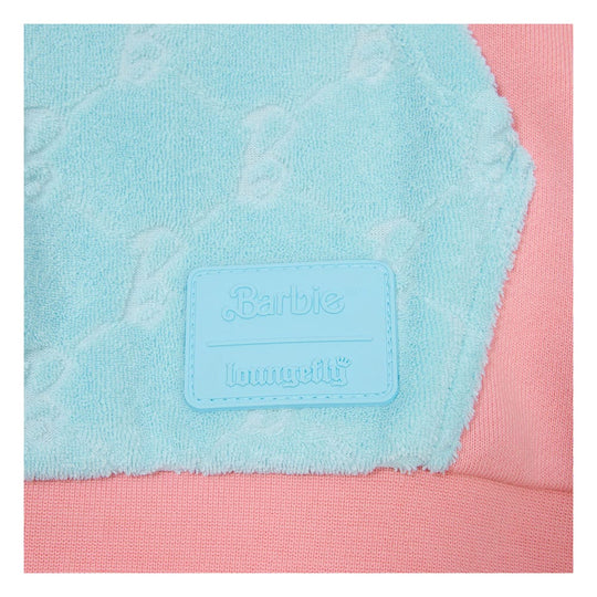 Sweater à capuche Loungefly Barbie porté par un mannequin, vue de profil