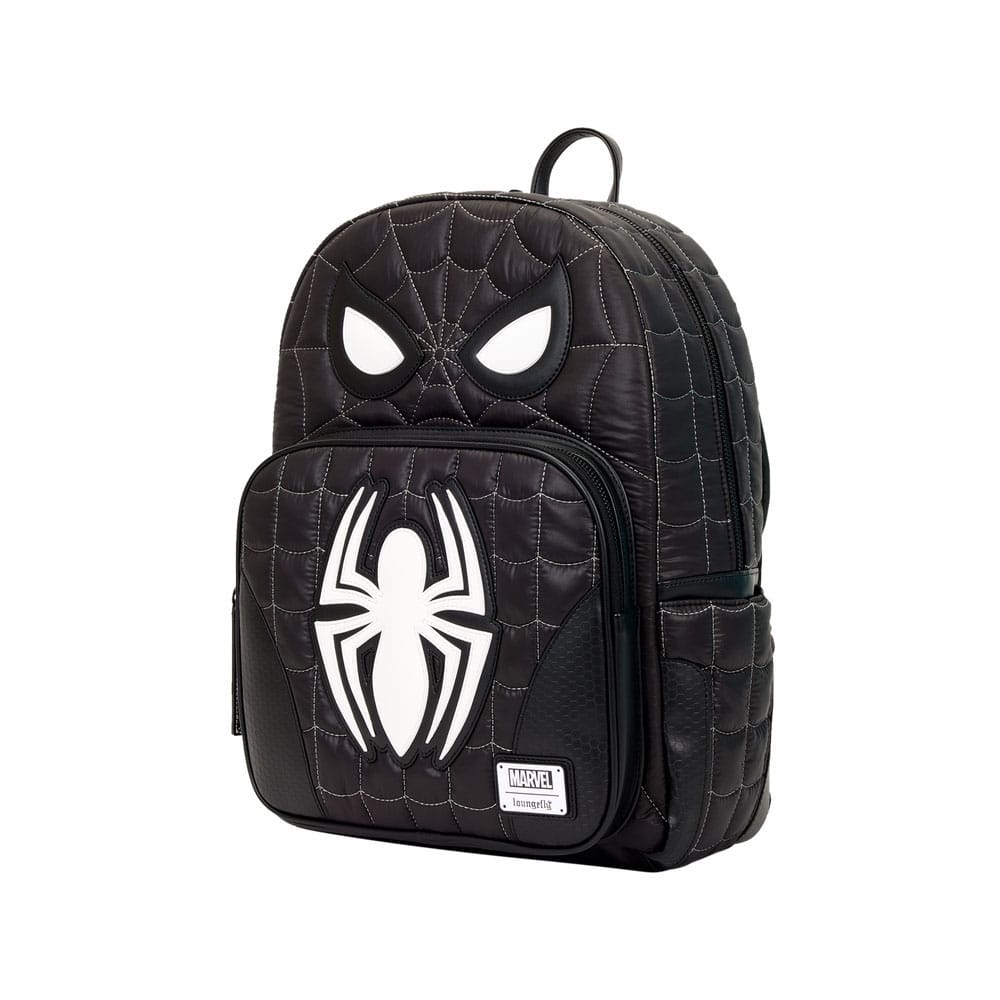 Détail du logo Marvel et Loungefly sur le sac à dos Spider-Man