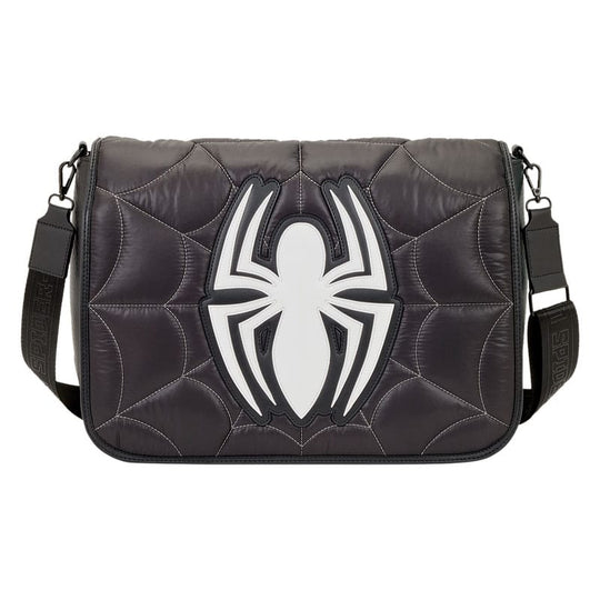Sac bandoulière Spider-Man Loungefly vue de face avec motif toile