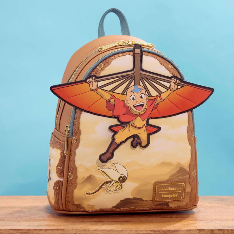 Détail du design Aang sur son bâton planeur du sac à dos Loungefly