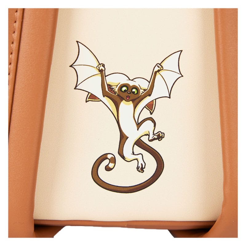 Gros plan sur la matière (polyester et cuir PU) du sac à dos Loungefly