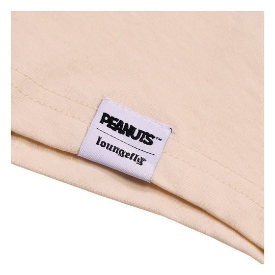Détail du logo Peanuts sur le T-shirt Loungefly en coton