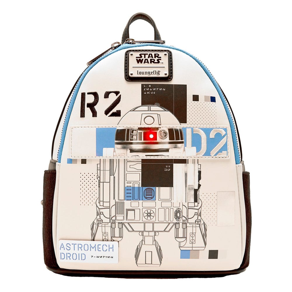 Détail du design Astromech Droid sur le sac à dos Loungefly