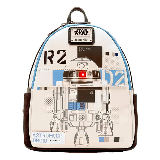 Détail du design Astromech Droid sur le sac à dos Loungefly