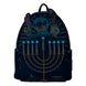 Détail du design Stitch avec Menorah sur le sac à dos Loungefly