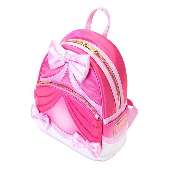 Sac à dos Loungefly Disney Mini Pink Bow porté sur le dos