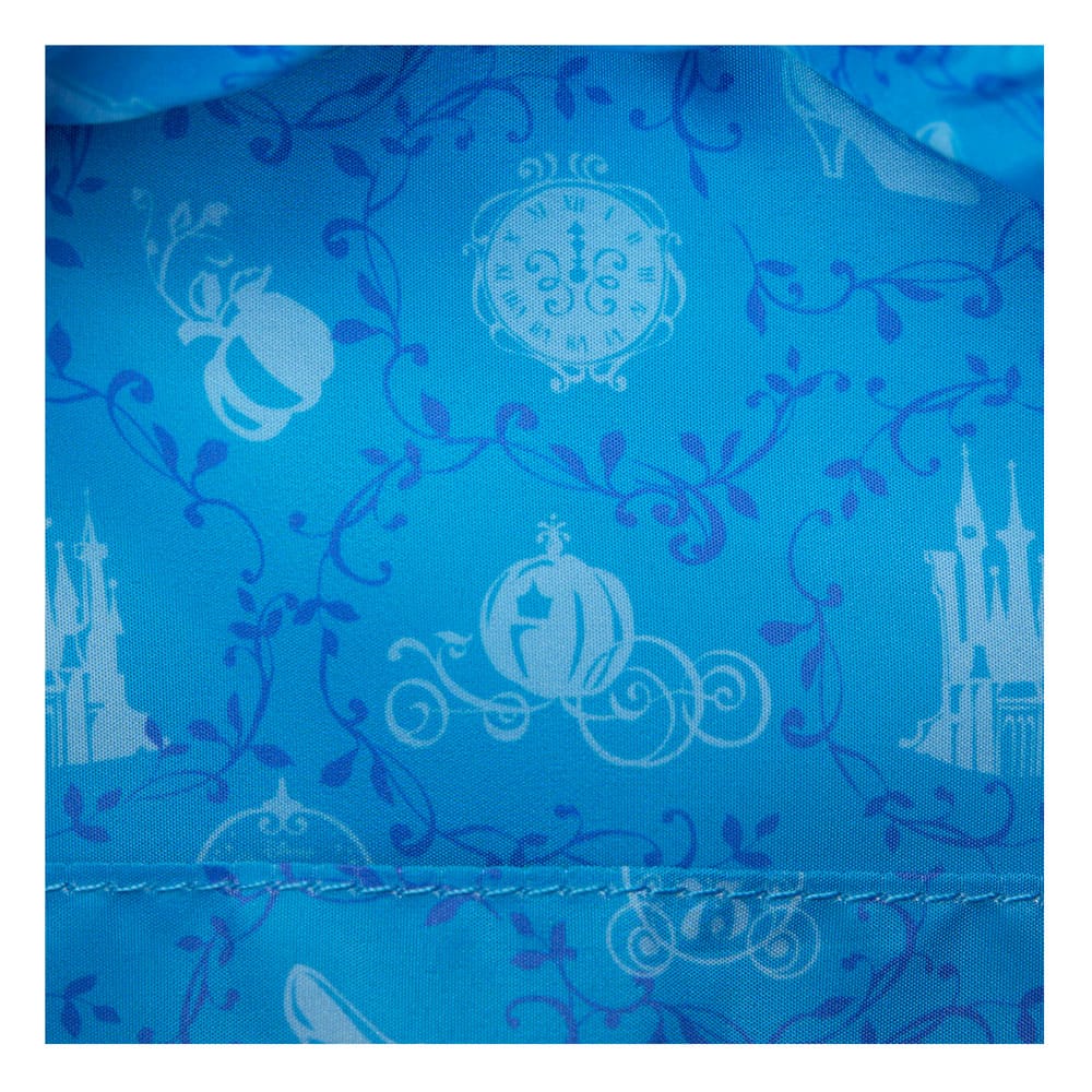 Gros plan sur la matière (Polyester/cuir PU) du sac à dos Loungefly