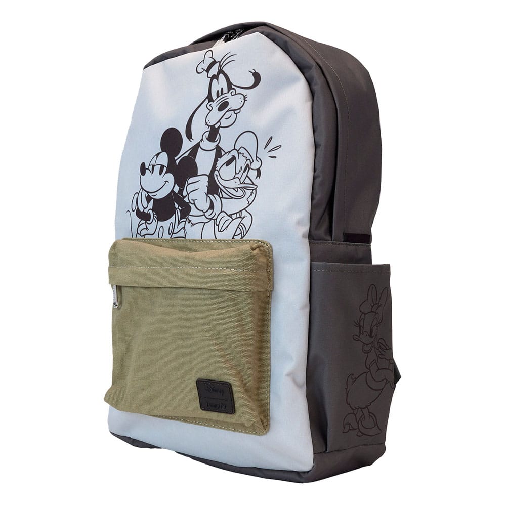 Détail du motif Mickey et ses amis sur le sac à dos Loungefly