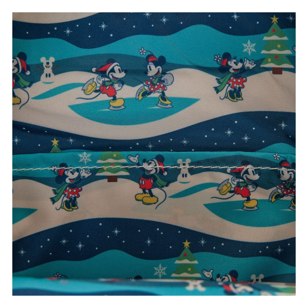 Sac à dos Loungefly Disney Mini Mickey Minnie Holiday, intérieur et fermeture éclair