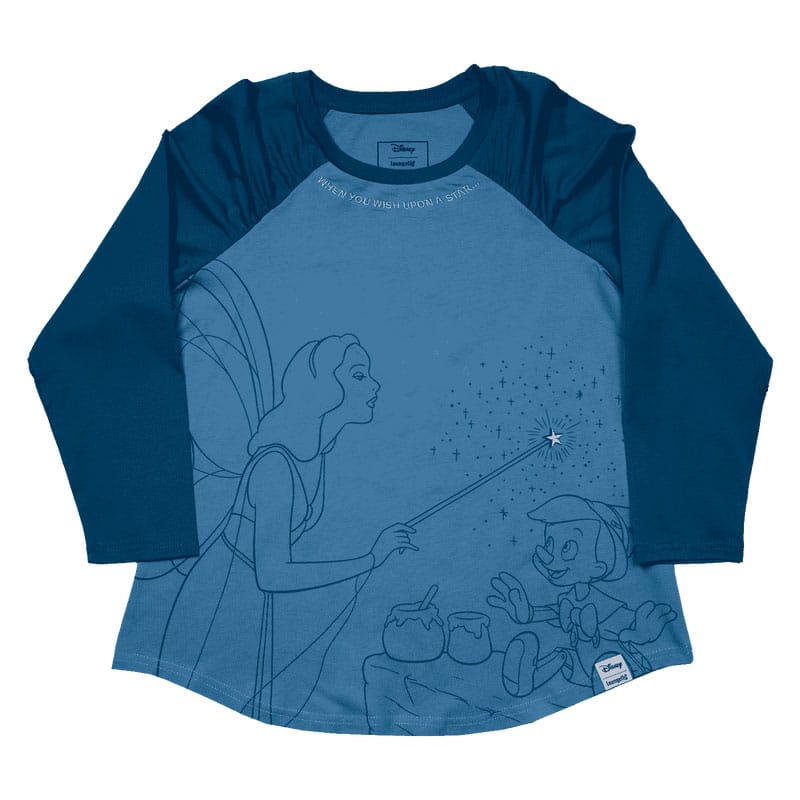 T-shirt Loungefly Pinocchio Fée Bleue Raglan unisexe vue de face