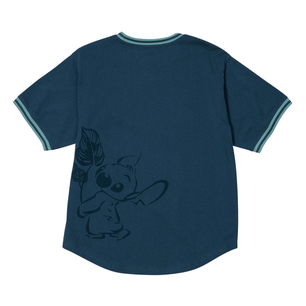 Détail du motif Stitch Sporty sur le T-shirt Loungefly en coton