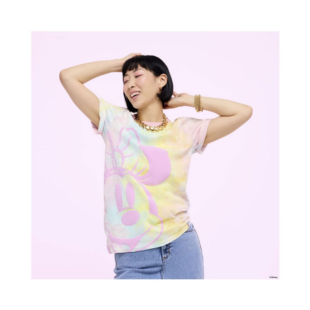 T-shirt Loungefly Minnie Mouse Tie-Dye plié, montrant les couleurs vives