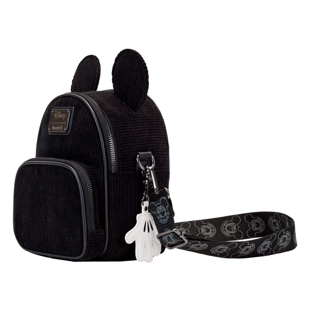 Détail du design Mickey Mouse en velours côtelé sur le sac Loungefly 100 ans