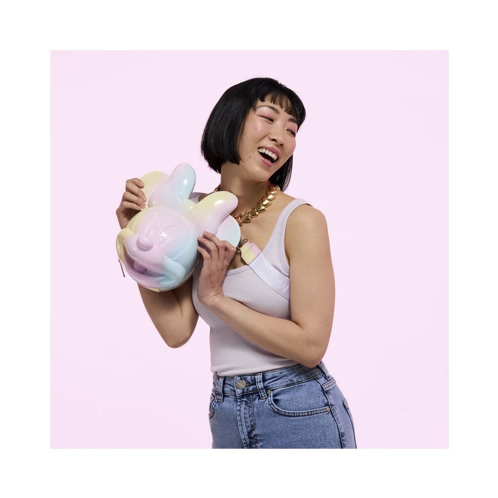 Vue latérale du sac Loungefly Minnie Mouse Tie Dye, montrant l'épaisseur