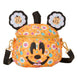 Sac bandoulière Loungefly Disney Pumpkin vue de face, détails de la citrouille
