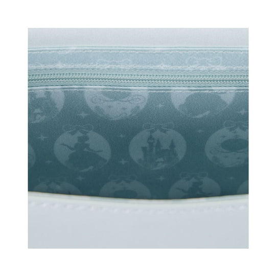 Détail de la fermeture éclair et des ornements du sac Loungefly Cendrillon