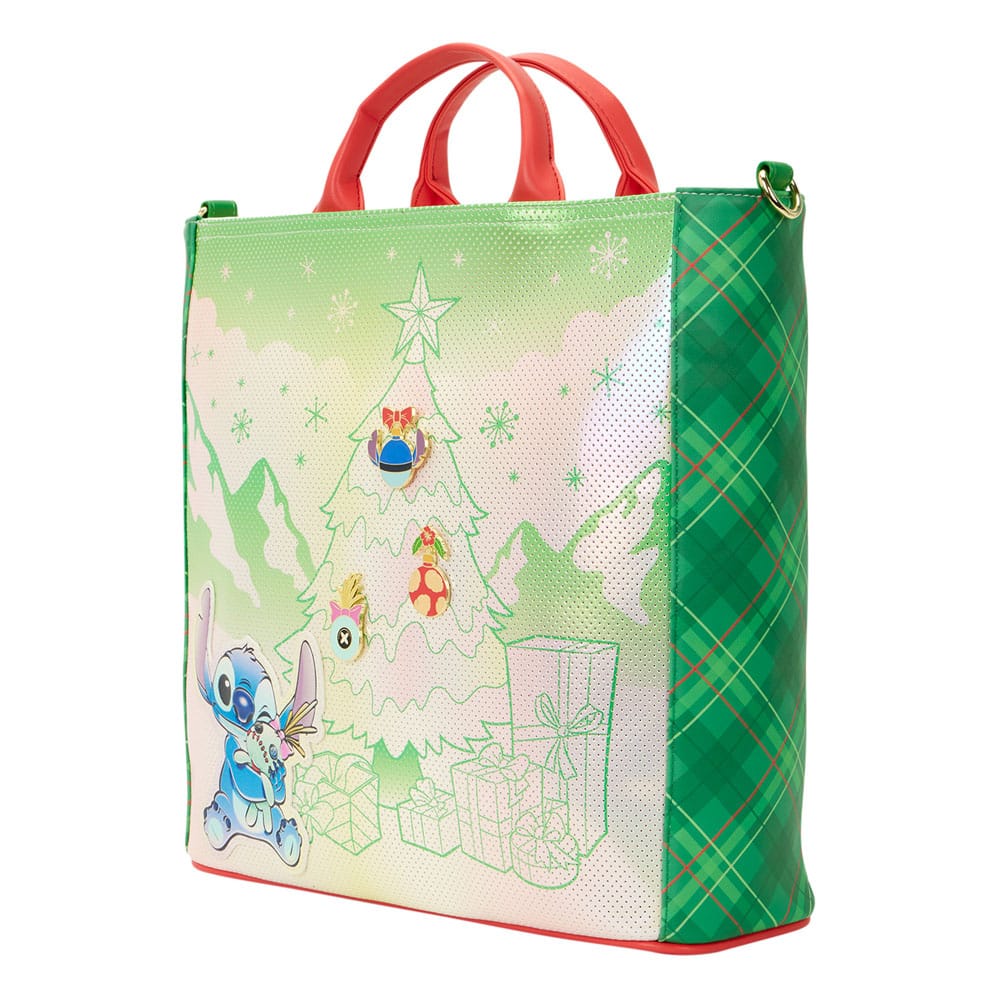 Détail du motif Lilo & Stitch sur le sac à porter Loungefly Holiday