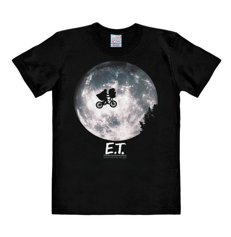 T-shirt Logoshirt E.T. l'extra-terrestre Easy Fit Moon taille L, motif silhouette d'E.T. et Elliott devant la lune.