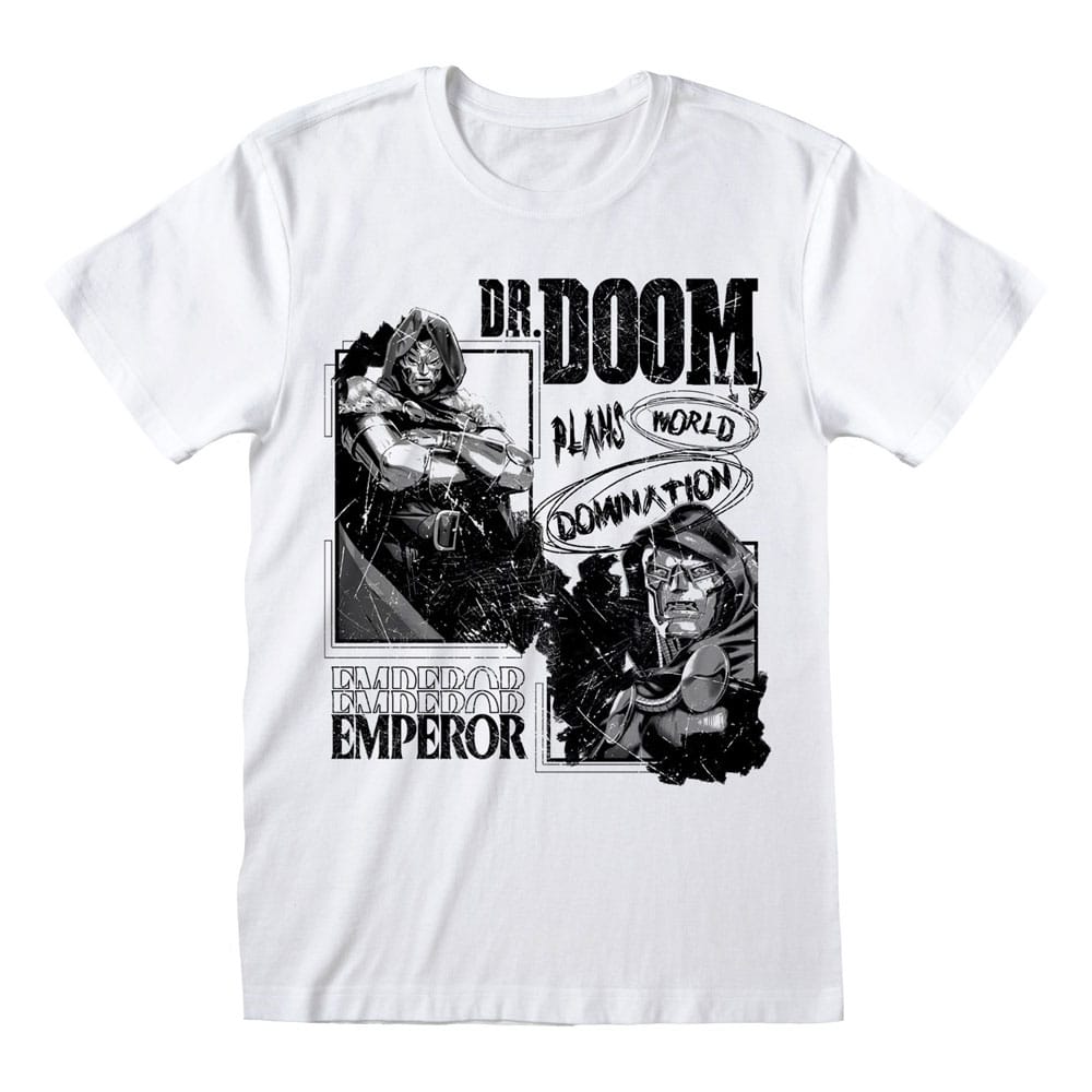 T-Shirt Marvel World Domination officiel Heroes Inc en coton noir avec logo