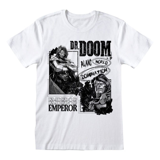 T-Shirt Marvel World Domination officiel Heroes Inc en coton noir avec logo