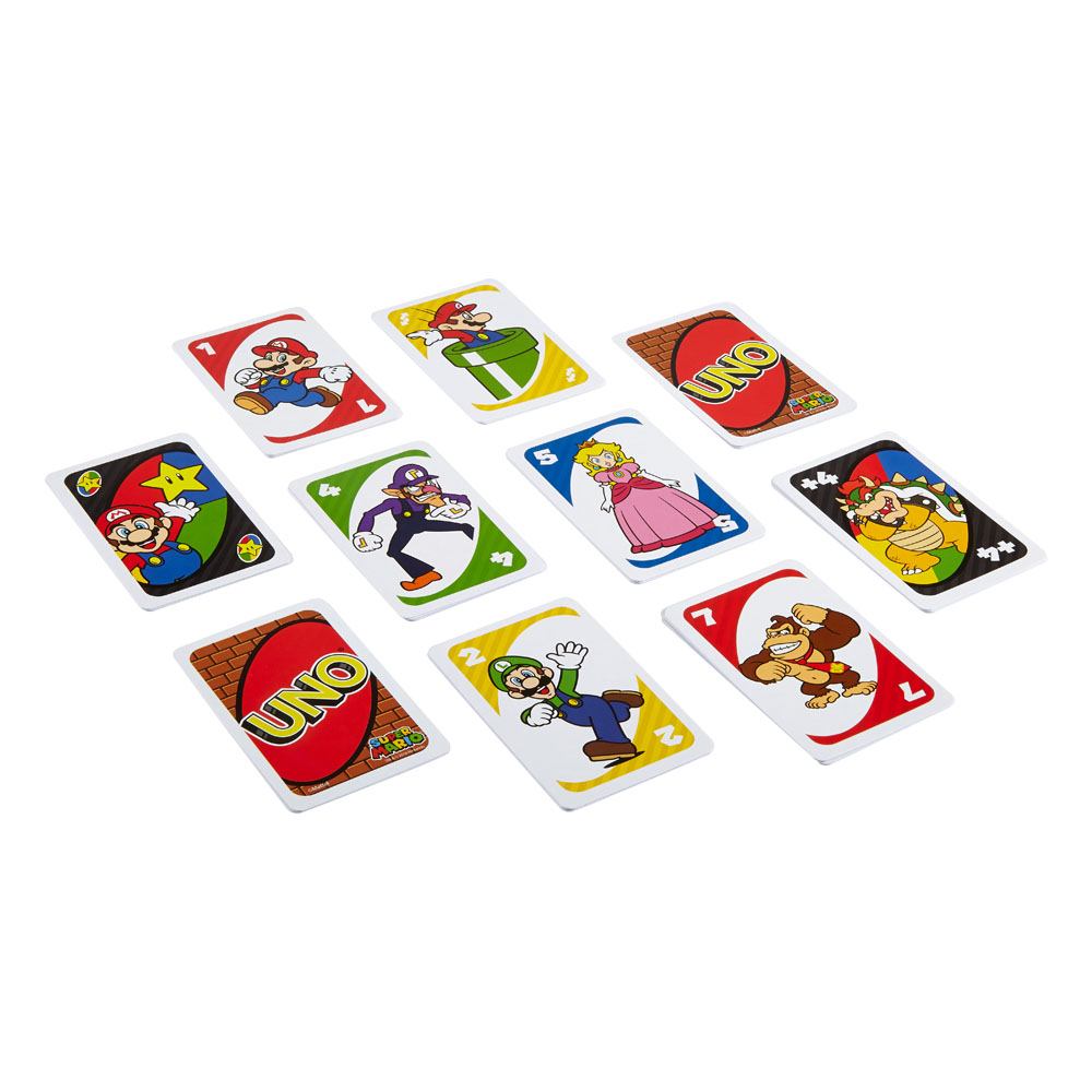 Cartes UNO Super Mario illustrées avec les personnages iconiques de Nintendo