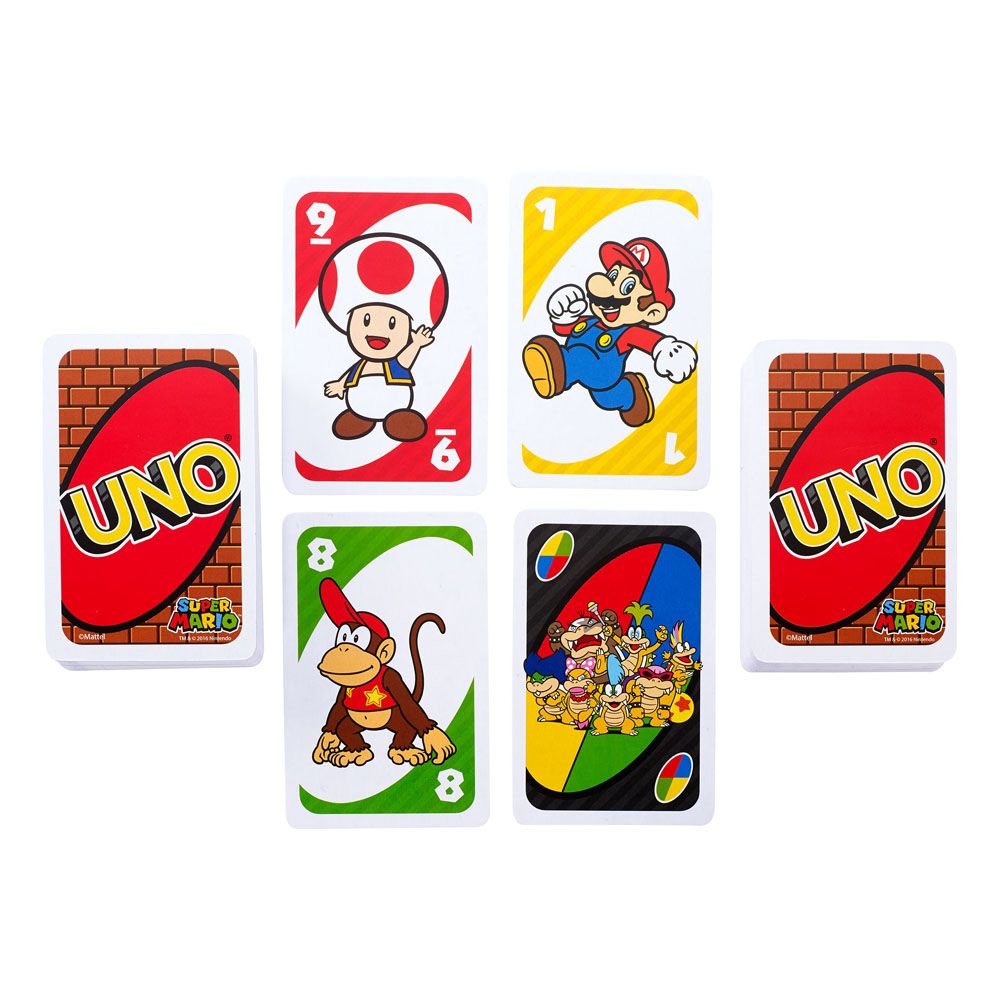 Une partie de UNO Super Mario en cours, montrant la carte spéciale Super Star