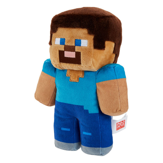 Enfant jouant avec la peluche Minecraft Steve 23 cm