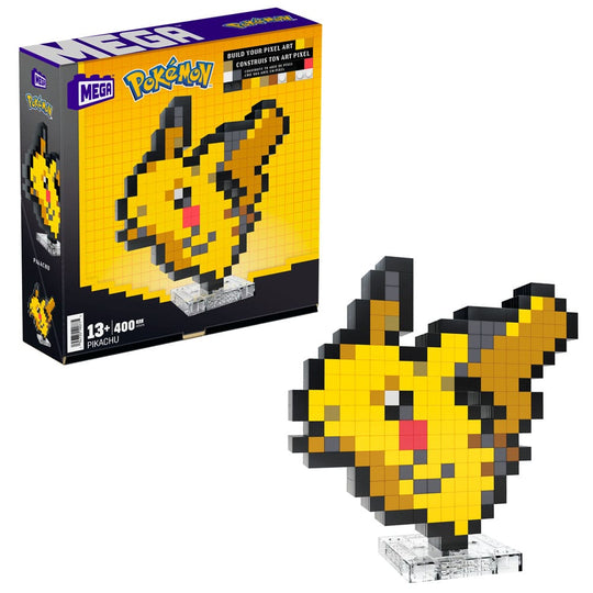 Pikachu Pixel Art MEGA Construx assemblé, vue de face