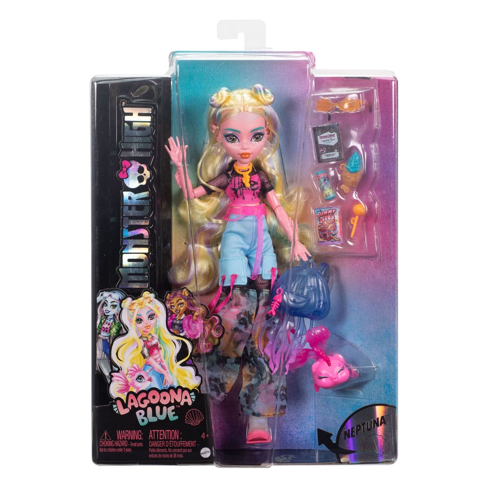 Lagoona Blue de profil montrant sa coiffure et ses accessoires marins