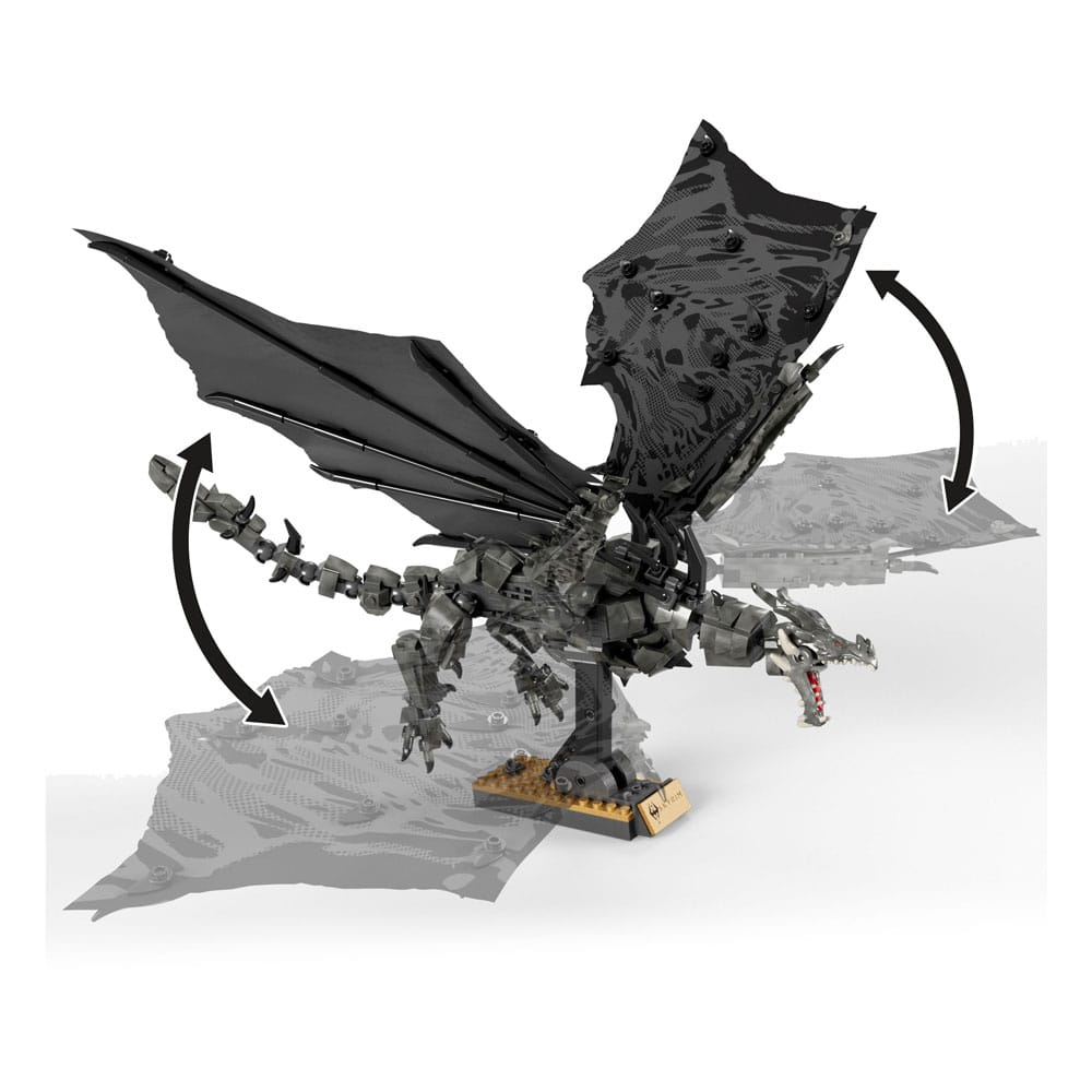 Détail de la figurine Alduin Le Dévoreur de Mondes du jeu de construction MEGA