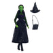 Poupée Mattel Elphaba articulée, montrant sa robe et son chapeau du film Wicked