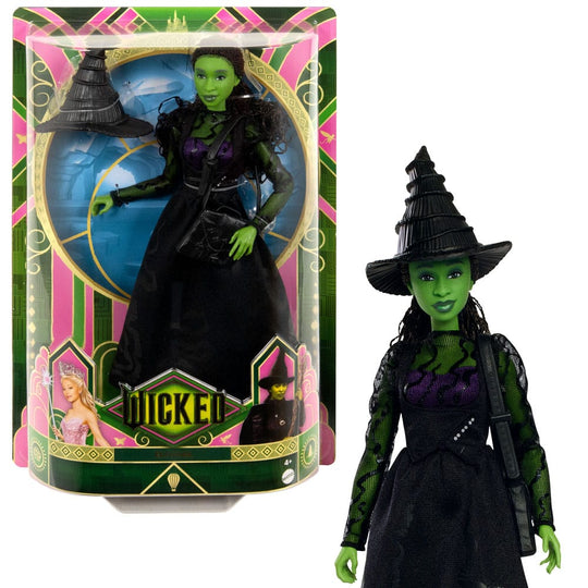 Elphaba Wicked 29 cm avec son sac d'école et ses bottes, prête pour l'aventure