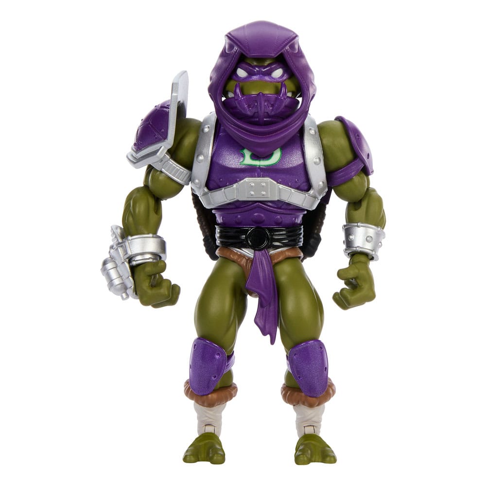 Figurine Donatello MOTU x TMNT Turtles of Grayskull en pose dynamique avec son bâton