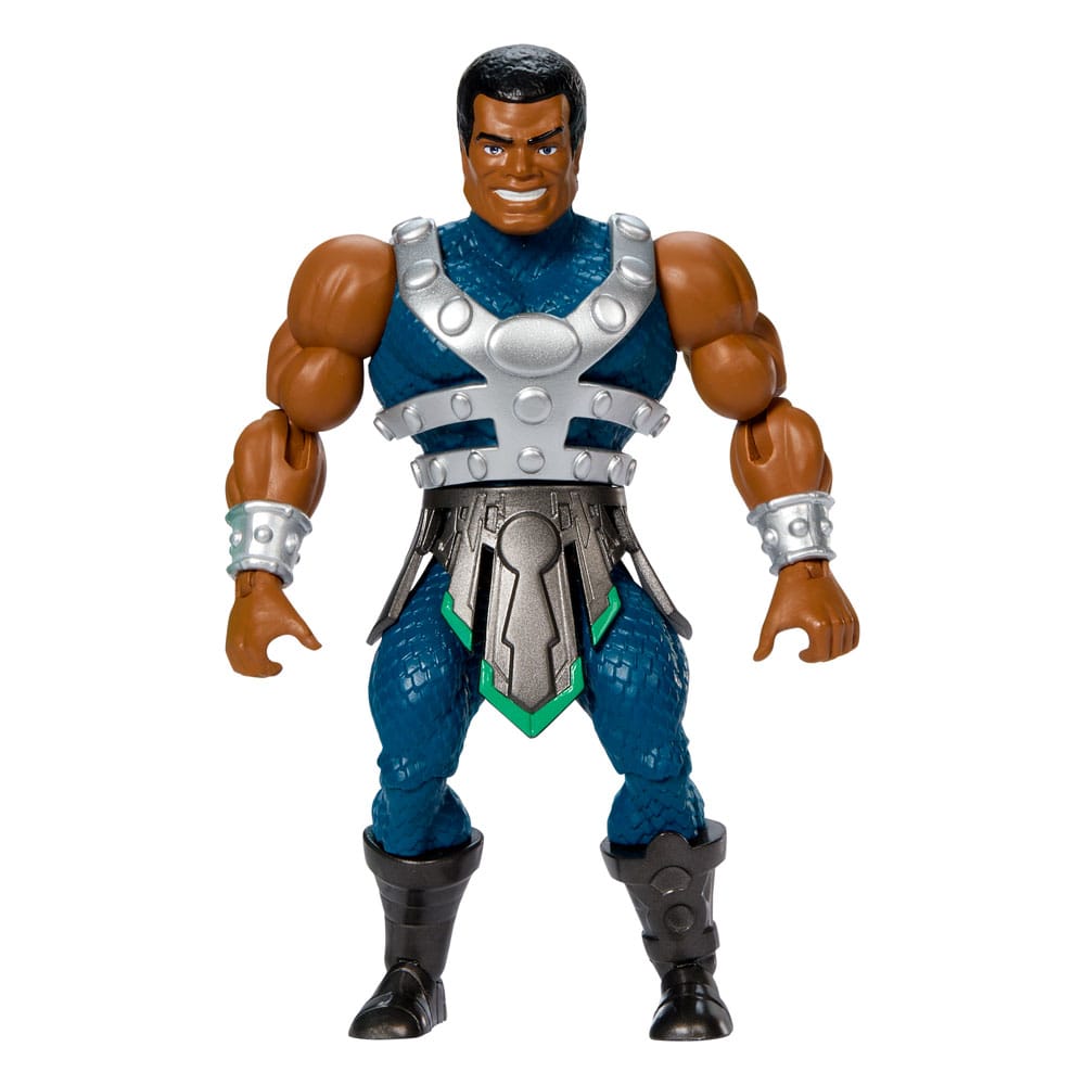 Figurine Clamp Champ MOTU x TMNT Turtles of Grayskull en pose d'action avec ses accessoires