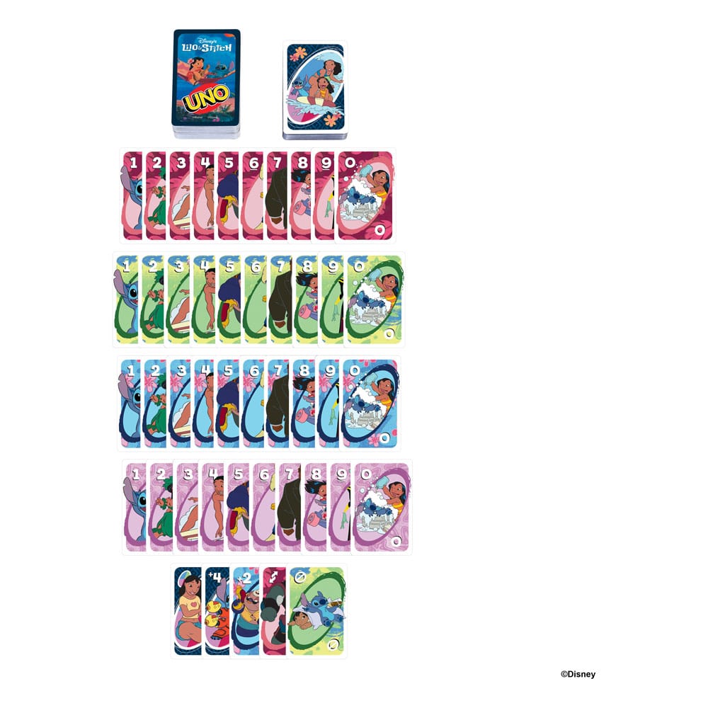 Illustration de Lilo et Stitch sur une carte spéciale du jeu UNO