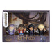 Vue rapprochée des 4 minifigurines Harry Potter, Draco Malfoy, Dumbledore et Severus Snape