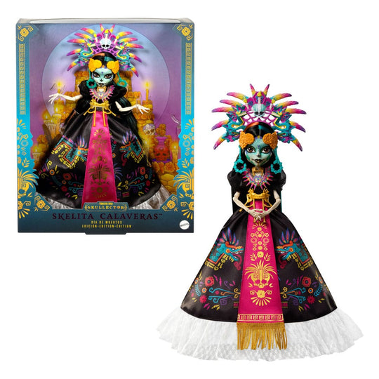 Coiffe inspirée de Quetzalcóatl de la poupée Skelita Calaveras Édition Día de Muertos