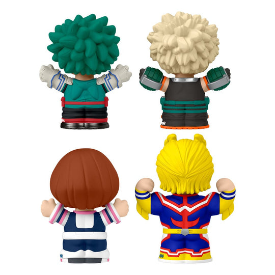 Gros plan sur les visages des figurines MHA Little People