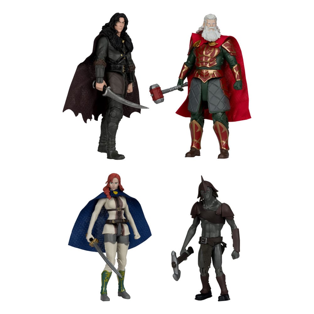 Assortiment complet de 4 figurines McFarlane Toys Le Seigneur des Anneaux La Guerre des Rohirrim avec pièces Build-A-Figure Snow Troll