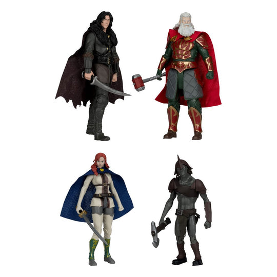 Assortiment complet de 4 figurines McFarlane Toys Le Seigneur des Anneaux La Guerre des Rohirrim avec pièces Build-A-Figure Snow Troll