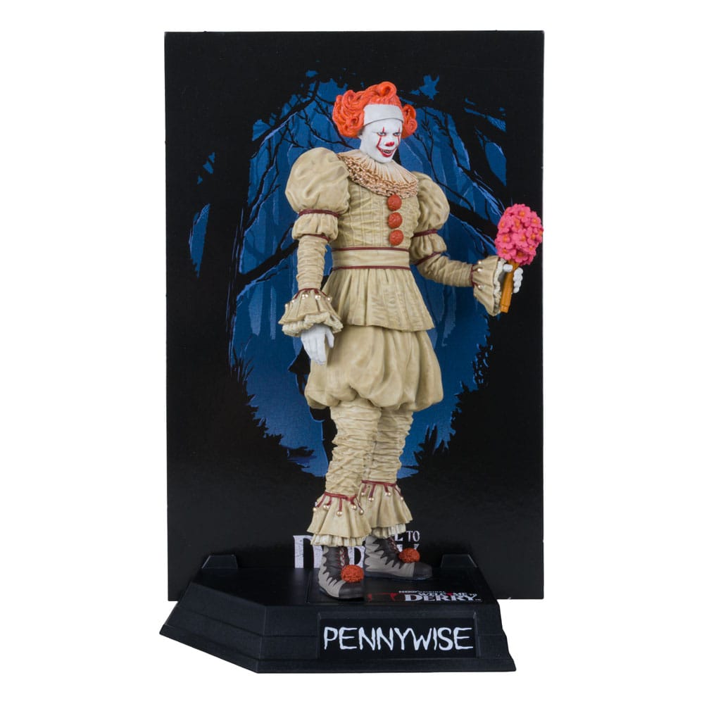 Détail du visage terrifiant de Pennywise, statuette McFarlane Toys